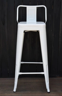 BANQUETA TOLIX CON RESPALDO BAJO BLANCO MATE 65 cms en internet