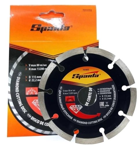 Disco diamantado segmentado de 4,5 polegadas da marca Sparta, ideal para cortes em materiais diversos.