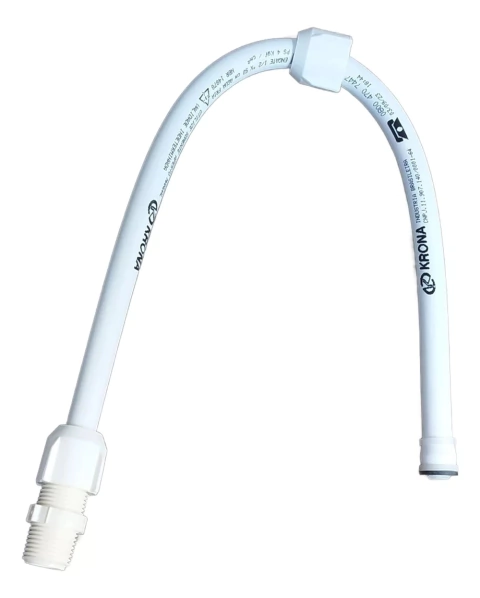 Engate flexível rabicho para pia de plástico PVC branco com 50 cm para água fria