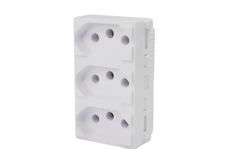 Módulo branco com 3 tomadas 10A monobloco I9 Ilumi para instalação elétrica