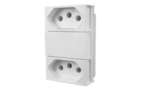 Módulo branco com 2 tomadas 10A monobloco modelo I9 Ilumi