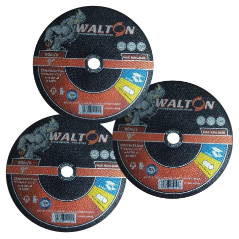 3 DISCOS DE CORTE 9"- 230X1,9X22,2 METAL E AÇO WALTON