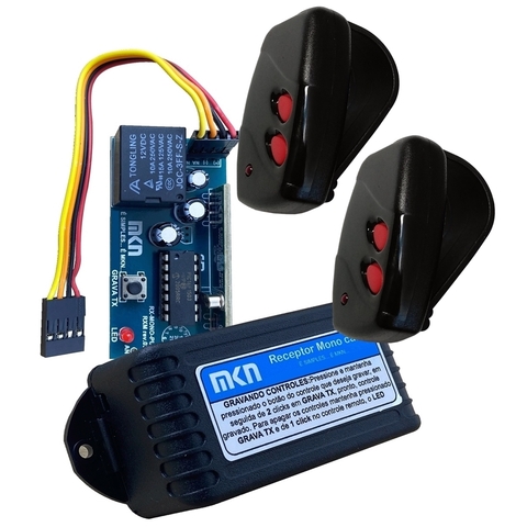 RECEPTOR MONO CANAL COM 2 CONTROLES 433MHZ GRAVA 682 TX