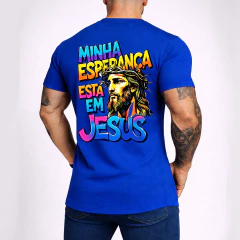 Camiseta Longline Estampa Frente e Costa Minha Esperança