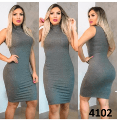 Vestido Feminino Canelado Gola Midi (VCM4102) - comprar online