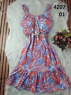 Vestido Viscolycra Estampado Alça Corda na Cintura Linda (VVE4207)