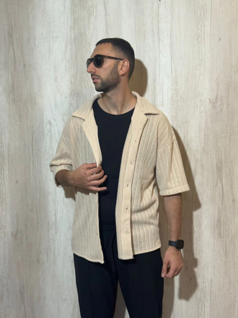 CAMISA CROCHET BEIGE - comprar online