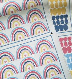 Mini Vinilos ARCOIRIS CORAZON AZUL X3