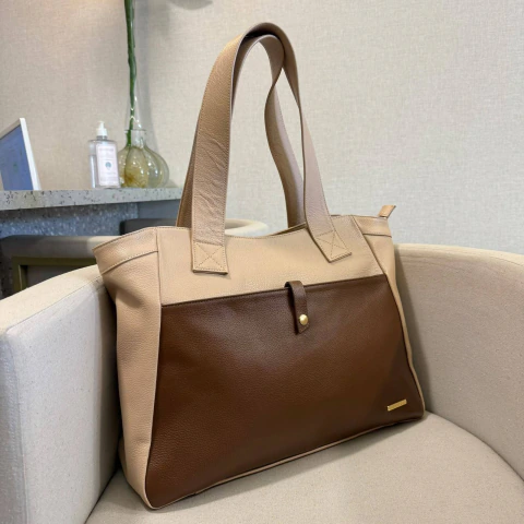 Bolsa Sacola Grande Couro Rose Rebeca