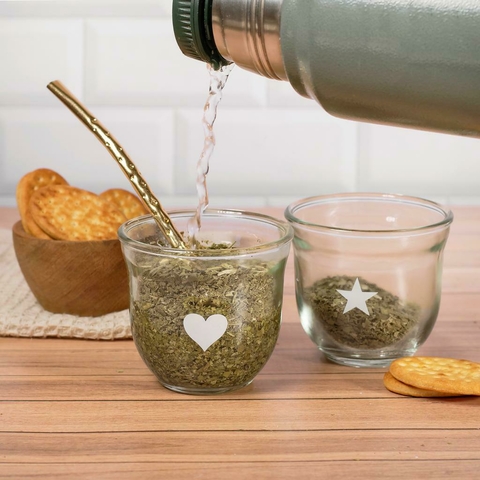 MATE DE VIDRIO CORAZON / ESTRELLA