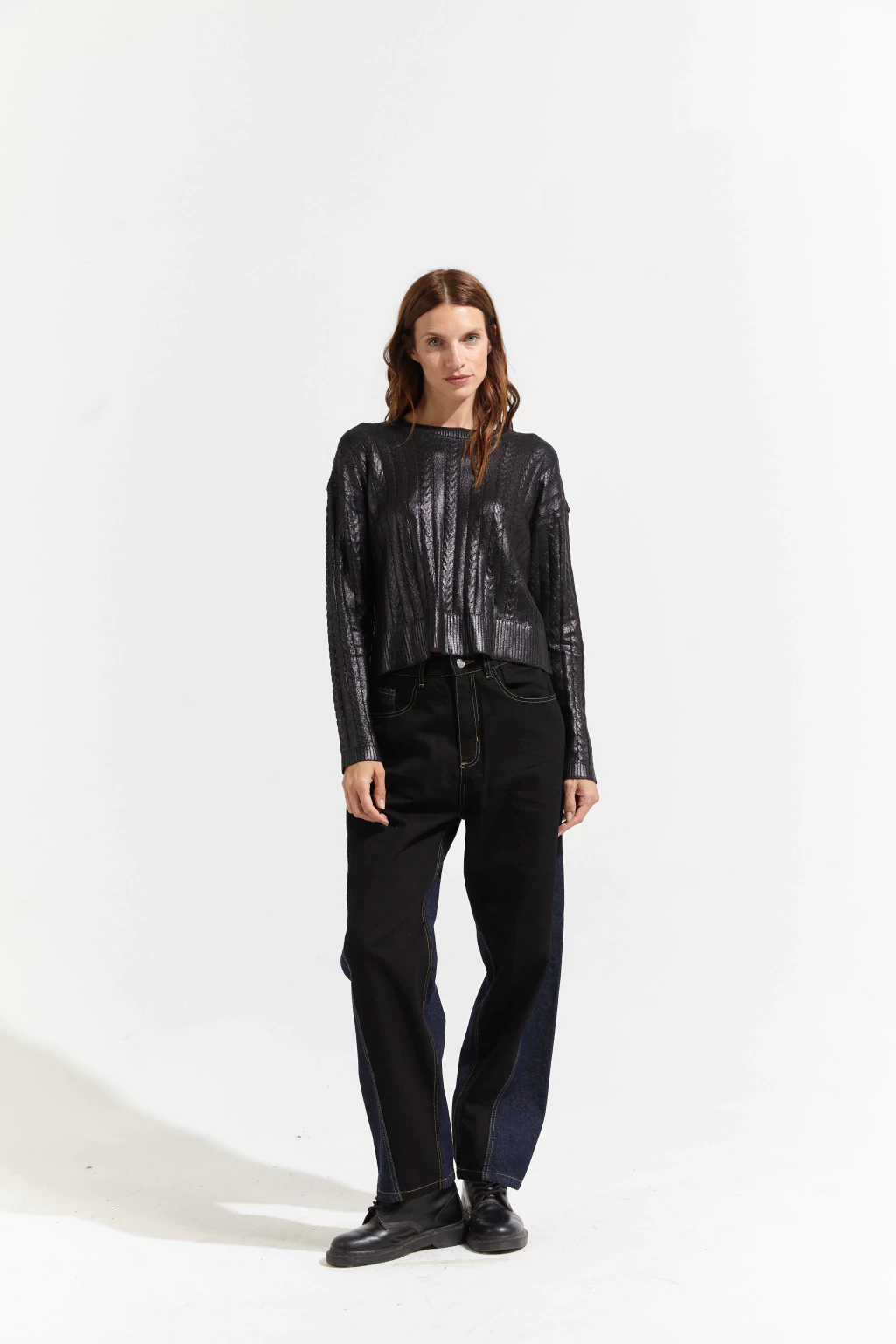 SWEATER TRENZAS FOIL - NEGRO