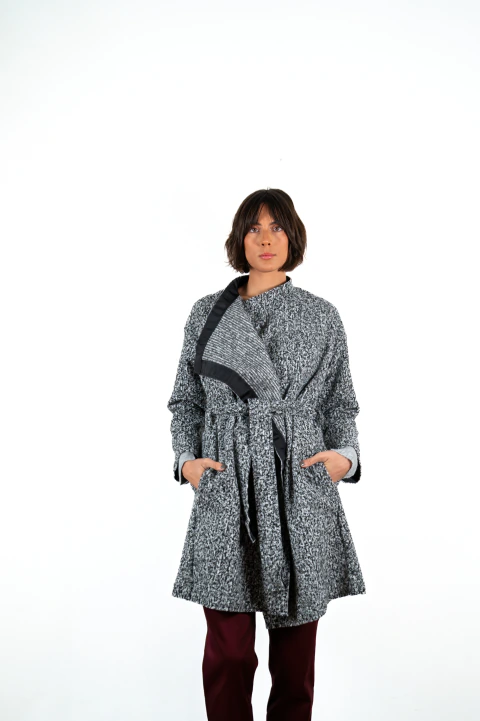SACO BOUCLÉ - GRIS MELANGE