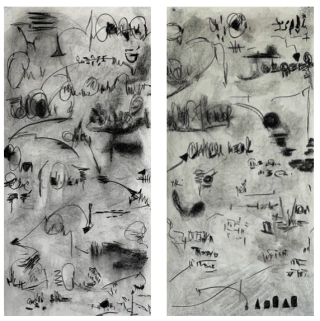 Adriana Carambia. Díptico Leer la oscuridad, 105 x 100 cm