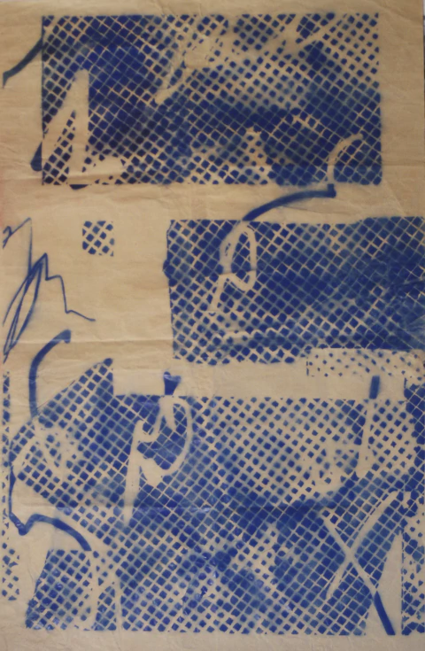 Thomas Gutierrez. COMPOSICIÓN EN AZUL, 100 x 70 cm