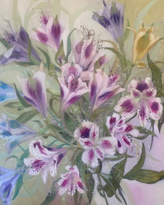 Catalina White. Astromelias, 70 x 60 cm