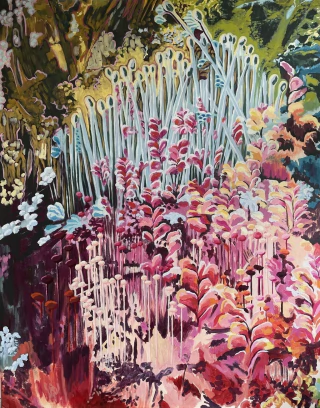 Cecilia Capurro. Flores en Rosa, 96 x 122 cm