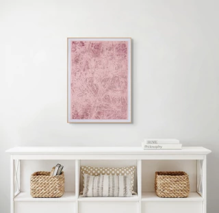 Gaspar Acebo. Casi allover, rosa y dorado sobre rosa, 74 x 54 cm