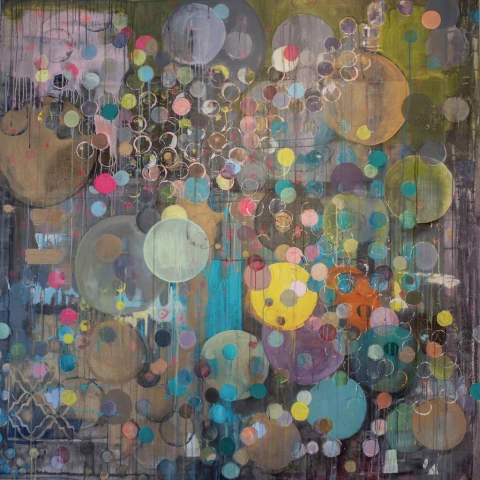 Myriam Zini. Impacto #5, 150 x 150 cm.