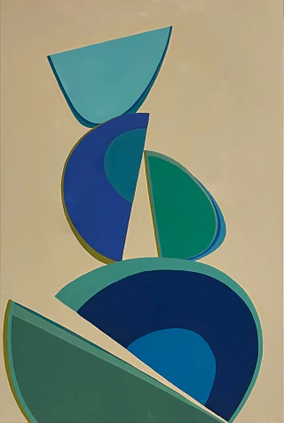 Karina Conen. Blue Shapes in Equilibrium, 120 x 80 cm - comprar online