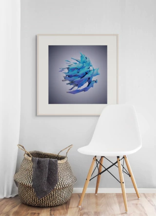 Maximiliano Bellmann. blue green gradient cristal paper twirl , 60 x 60 cm