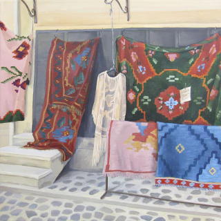 Florencia Robles. Puesto de alfombras, 40 x 40 cm - buy online