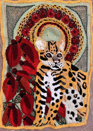 Joaquín González Bonorino. Ocelote y ceibo, 80 x 60 cm