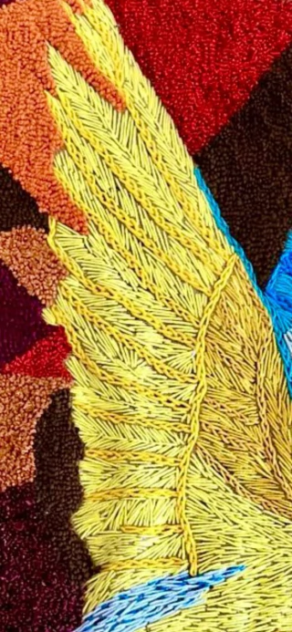 Joaquín González Bonorino. Guacamayo en espiral, 150 cm x 100 cm