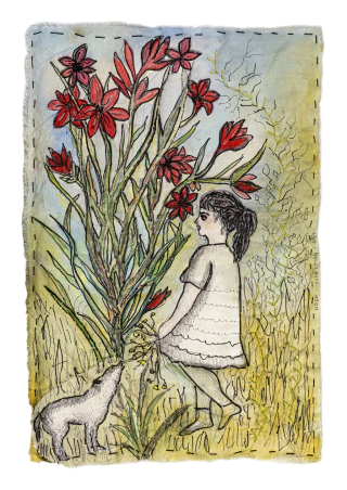 Nora Kimelman. Juguemos en el bosque: Crecieron los gladiolos, 45 x 30 cm