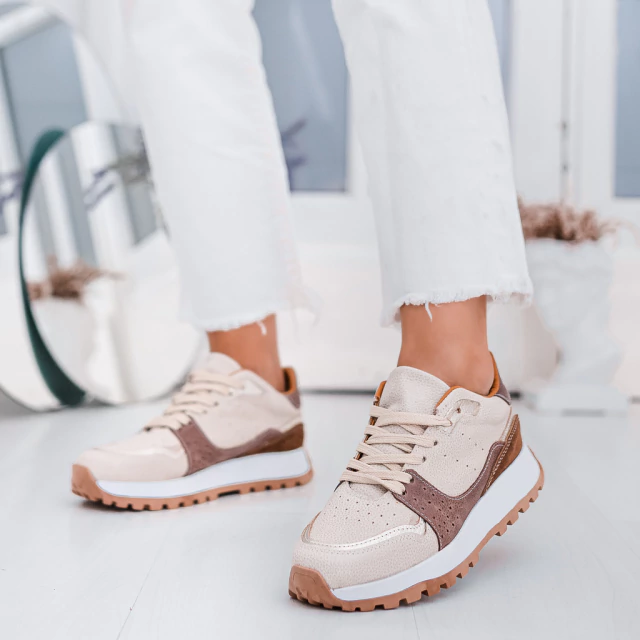 ZAPATILLA NINA NATURAL Y CHOCO — imagen 3