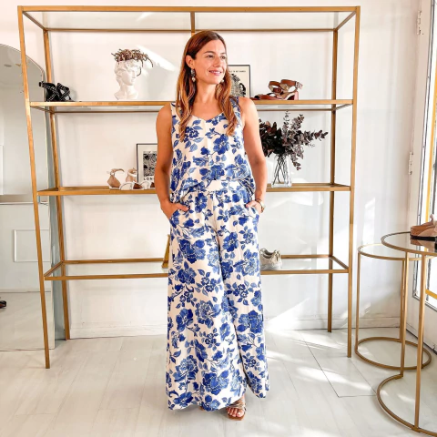 CONJUNTO DE LINO MELIA AZUL