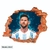 Vinilo decorativo infantil Pared Rota 3D Fútbol Messi