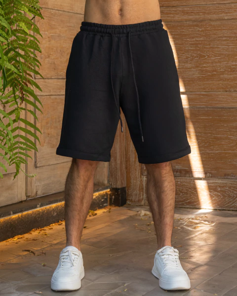 Bermuda Rústico Piqué Negro - comprar online