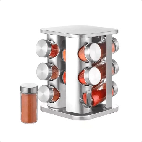 Especiero Giratorio Cuadrado con 12 Frascos Especieros - comprar online