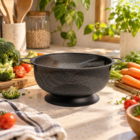 Colador Acero Negro Mate 23 cm