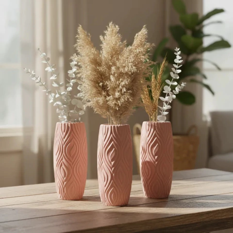 Florero Nordico Wave Moderno Minimalista Deco Set X3 - comprar online