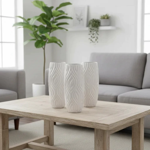 Florero Nordico Wave Moderno Minimalista Deco Set X3 en internet