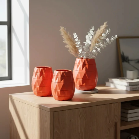 Florero Nordico Geo Facet Moderno Minimalista Deco Set X3 en internet