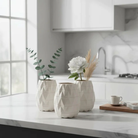 Florero Nordico Geo Facet Moderno Minimalista Deco Set X3 - comprar online