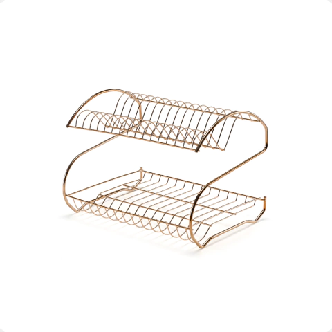 Escurridor Secaplatos Acero Cromado 2 Pisos Color Cobre - comprar online