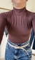 Body Camila marrom manga longa