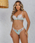 Conjunto Florence Aro Inteiro com Bojo Fio Dental Renda Floral Verde e Rosa