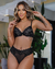 Conjunto Marie com Bojo Aro Inteiro Calcinha Cós Médio Fio Dental Preto