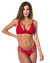 Imagem do Conjunto Diamond sem Bojo com Aro Strass Fio Duplo Alças com Regulagem Vermelho