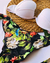 Biquíni Sereia Concha com Bojo Aro Inteiro Levanta Bum Bum de Amarrar Branco Tropical - Art Sex Moda Íntima