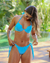Biquíni Sereia Concha com Bojo Aro Inteiro Levanta Bum Bum de Amarrar Azul Turquesa - comprar online