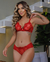 Conjunto 3 Peças Louise Tule Bordado Aro Inteiro Tule Bordado Fio Duplo Drapeada Vermelho - loja online