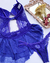 Espartilho Boneca com Bojo Renda Floral Sainha Sexy Fio Regulavéis Azul Royal - comprar online