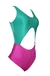 Maiô Duas Cores Hot Pants sem Bojo com Laço Frontal Pink e Verde Água - comprar online