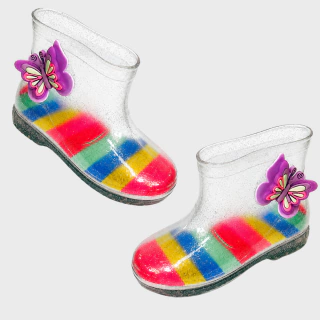 Galocha Cantarola Butterfly Glitter Cano Curto