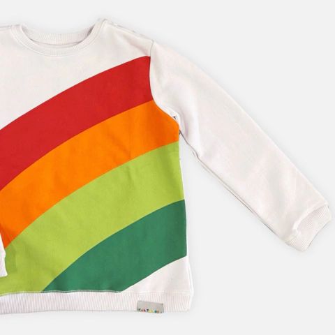 Moletom LISTRA ARCO ÍRIS branco - ADULTO (modelagem ampla) - comprar online